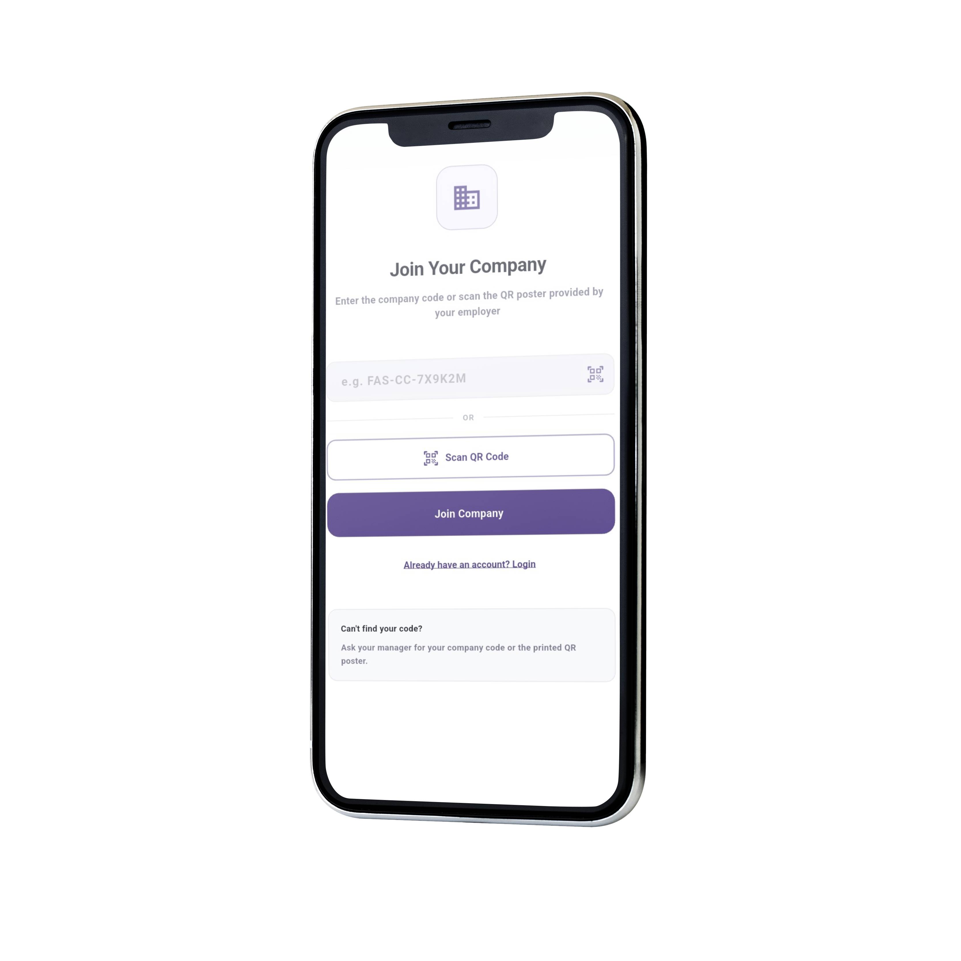 Fasvia join company screen